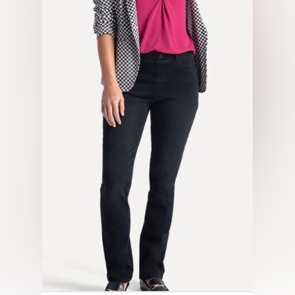BetaBrand Straight-Leg 4 Pocket Yoga Denim Stretch Jean Sz. MP Black Slimming - Picture 1 of 8